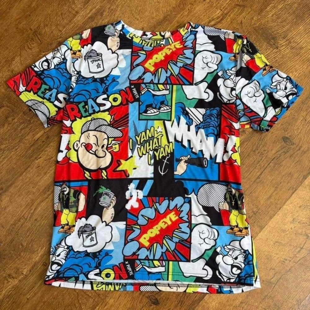 preloved multi-colored Popeye‎ the Sailor Man all over print t-shirt by Reason